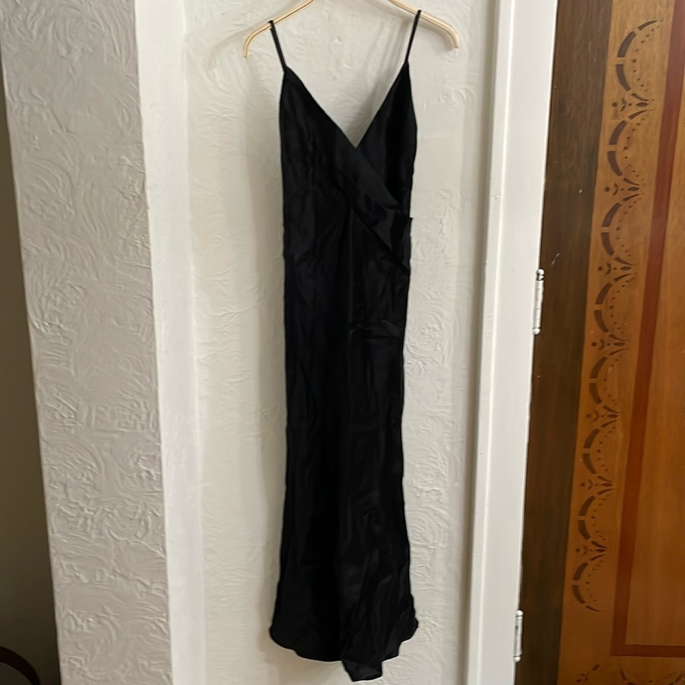 Christopher Esber Black Satin Slip Midi Dress